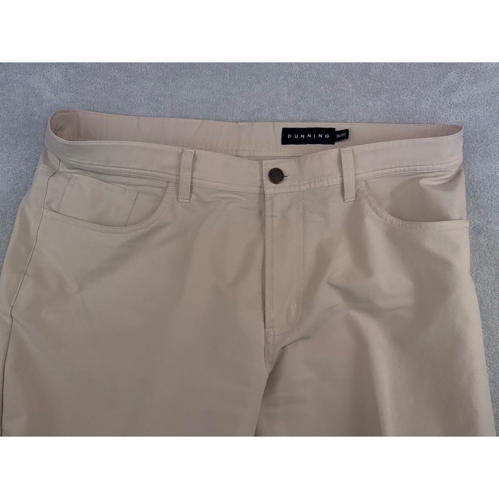 Dunning Golf Performance Pants Mens 36x28 Tan Khaki Technical Stretch 5-Pocket